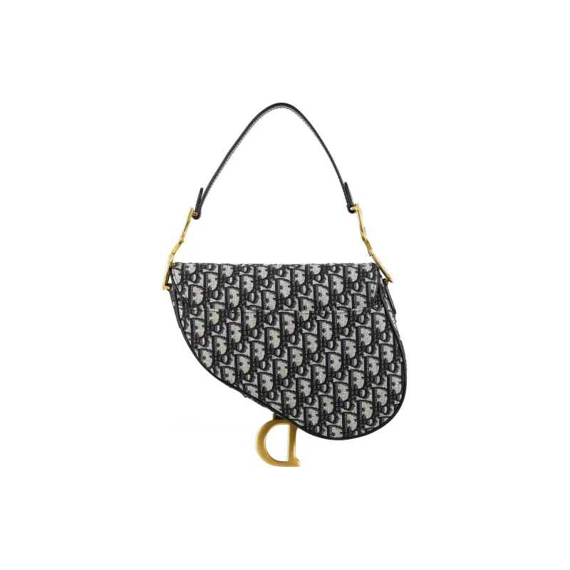 DIOR Saddle Jacquard Canvas With Leather Saddle Bag Handbag, Shoulder Bag, Crossbody Bag Medium Size Women's Denim Blue-3