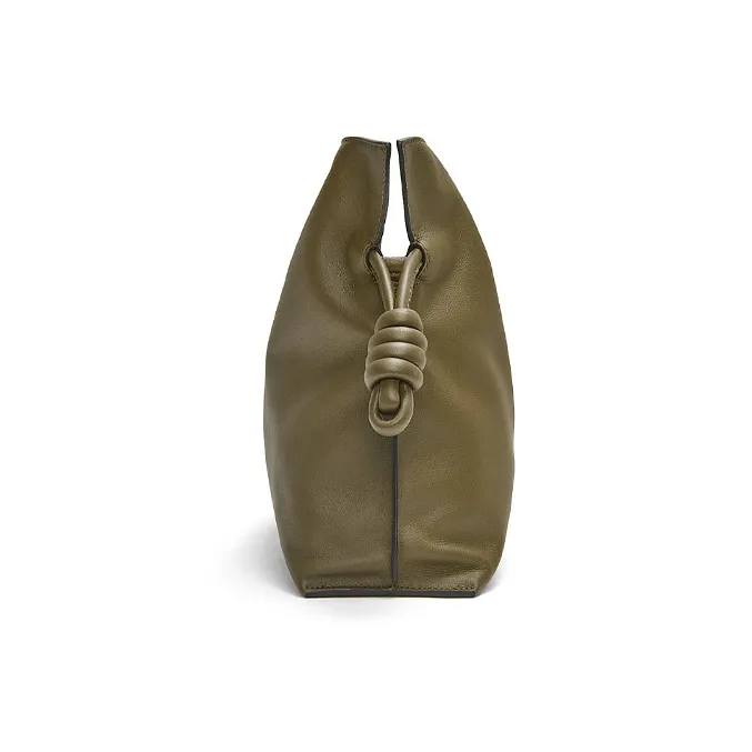 LOEWE Medium Flamenco Clutch In Nappa Calfskin Dark Khaki Green-3
