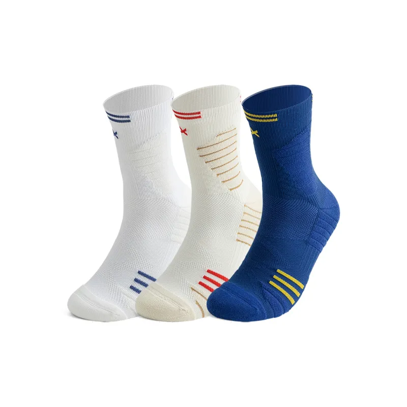 SHIWAJI Sports Basketball Socks Men's 3 Pack Solid Color-3
