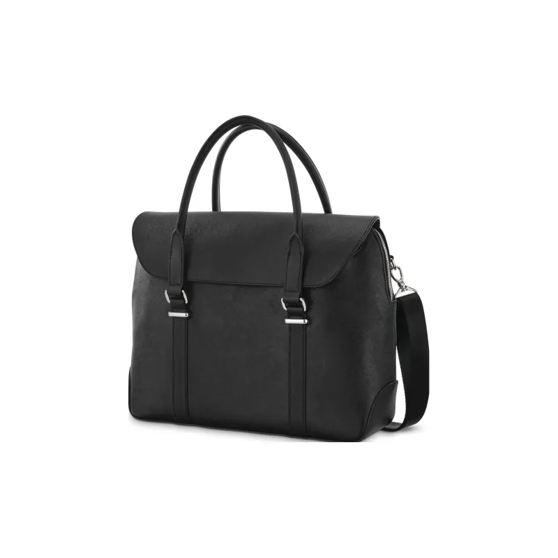 SAMSONITE Saffiano Leather Laptop Bag Shoulder Bag Crossbody Bag Handbag Women's Black-0
