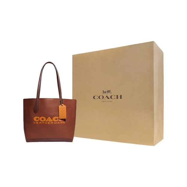COACH Kia Cow Leather Tote Bag, Shopping Bag, Handbag, Shoulder Bag Women's Mixed Saddles Brown-6