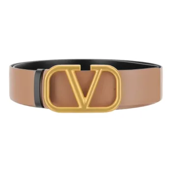 Valentino Double-Sided Buckle Leather Belts Women's Beige