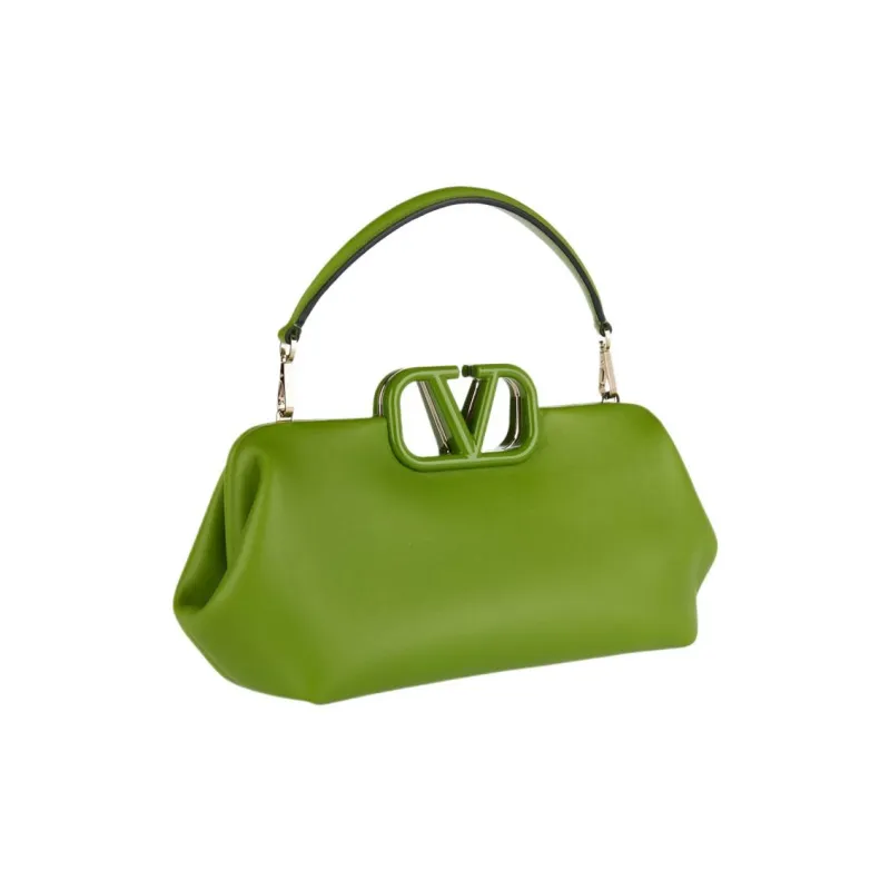 Valentino Vlogo Leather Shoulder Bag Crossbody Bag Handbag Small Size Women's Yellow Green-1