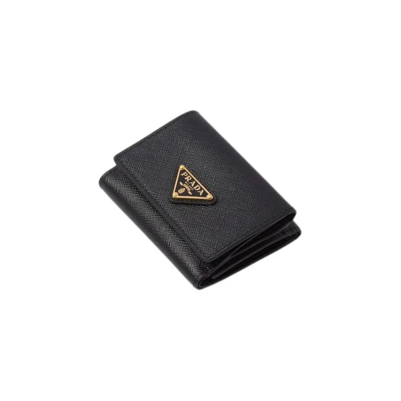 PRADA Saffiano Leather Wallet Trumpets Women's Black-2