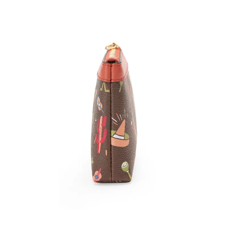 MEXICAN Leather Handbag Coin Purse, Clutch Regular Women's Dark Brown/Khaki/Ecru-1