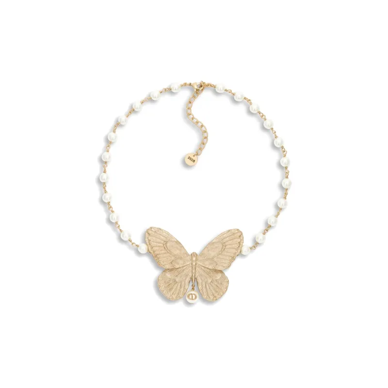DIOR Resin Pearl Metal Necklaces Women's Gold-0