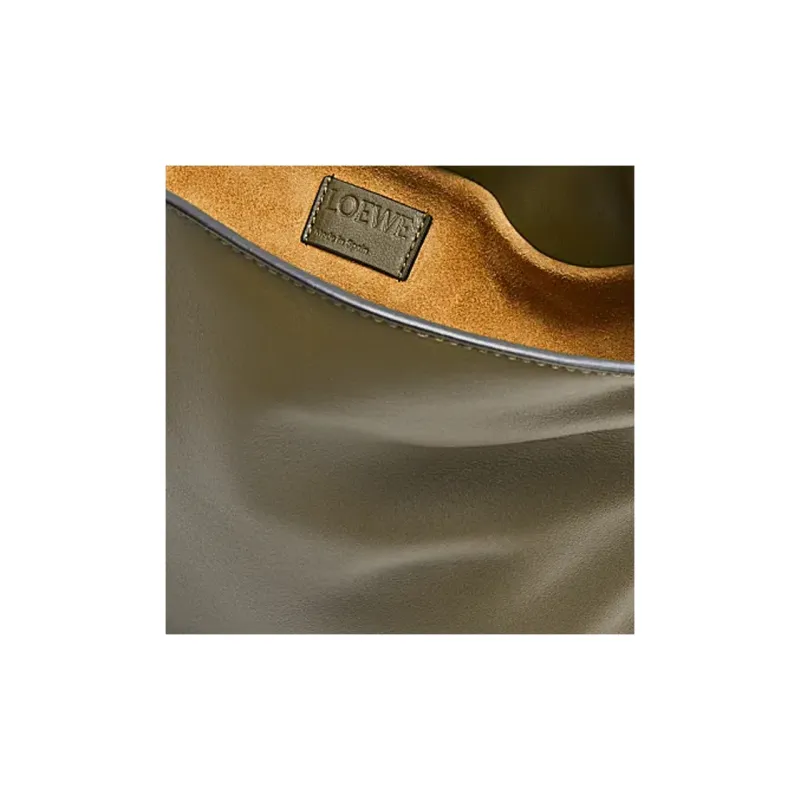 LOEWE Medium Flamenco Clutch In Nappa Calfskin Dark Khaki Green-6