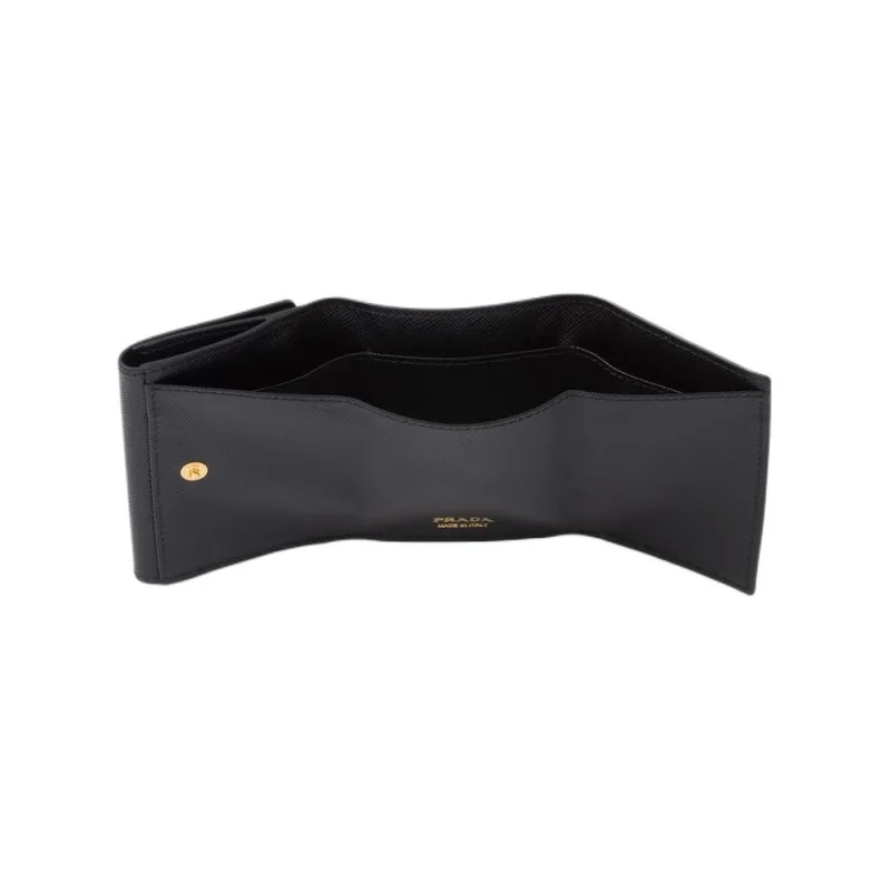 PRADA Saffiano Leather Wallet Trumpets Women's Black-3