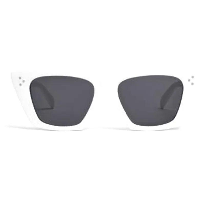 CELINE Acetate Irregular Shape Sunglasses Women's White-1