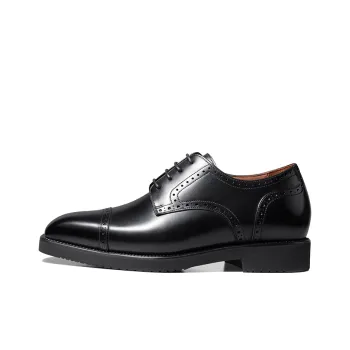 Zuti British Style Calfskin Embroidered Derby Shoes Casual Shoes Men's Black