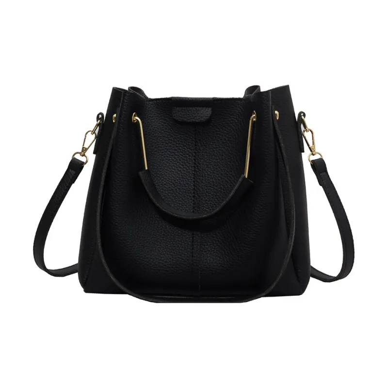 JIANMU PU Handbag Bucket Bag Women's Black/Khaki/Ecru/Pink-0