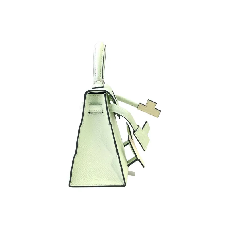 HERMES Kelly Doll Epsom Calfskin Shoulder Bag Crossbody Bag Handbag Women's Bubble Green With Cream White-1