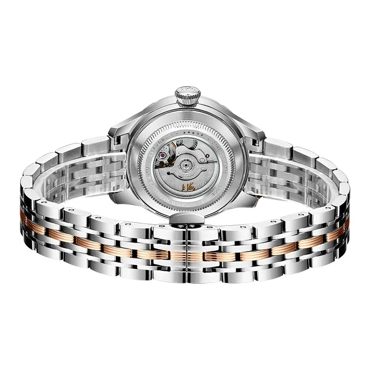 SHANGHAI National Automatic Mechanical Movement Steel Strap Watch Unisex White Dial-3
