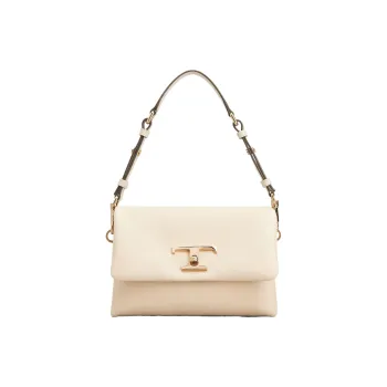 TOD'S Timeless Calfskin Flap Bag Shoulder Bag Crossbody Bag Mini Women's Beige Yellow