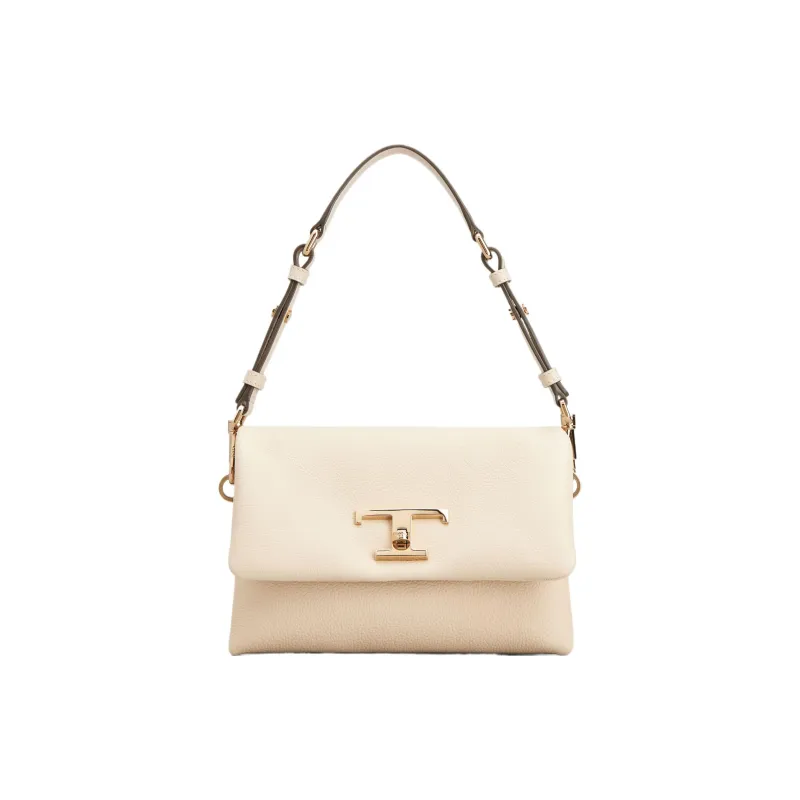 TOD'S Timeless Calfskin Flap Bag Shoulder Bag Crossbody Bag Mini Women's Beige Yellow-0