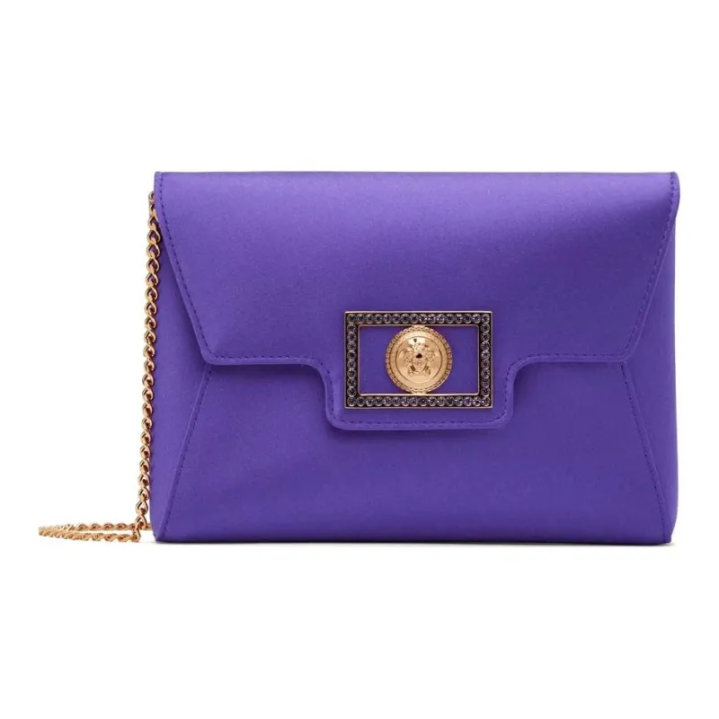 VERSACE La Medusa Viscose Envelope Bag One Shoulder Crossbody Clutches Women's Purple-0