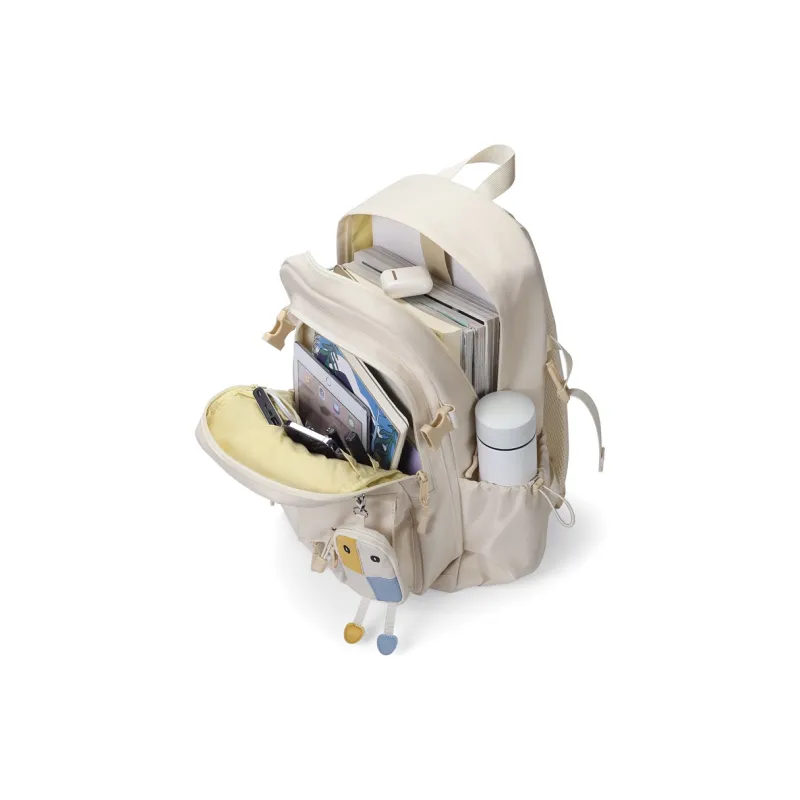 V.NINE Fabric Backpack Large Size Unisex Khaki/Obsidian Black/Smoke Gray-5
