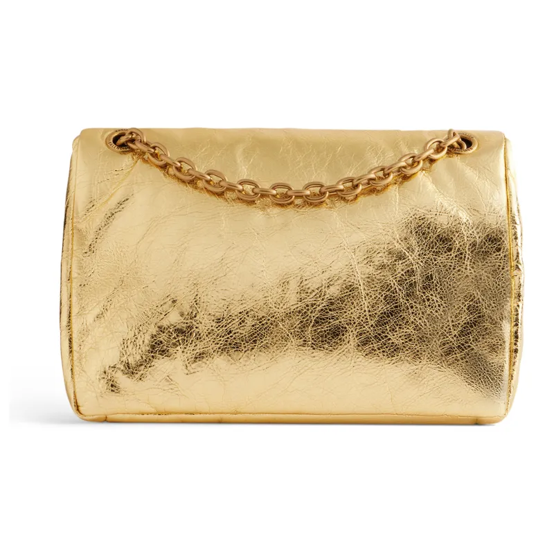 Balenciaga Calfskin Handbag Shoulder Bag Women's Gold-4