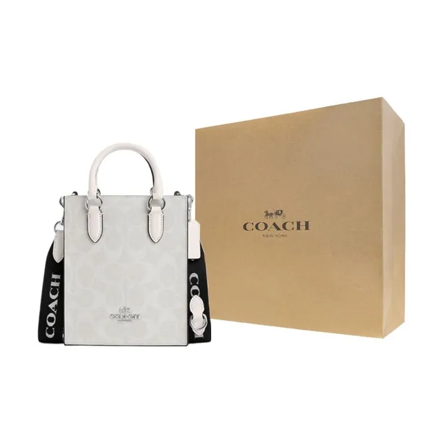 COACH Canvas With Leather Tote Bag Shopping Bag Handbag Shoulder Bag Crossbody Bag Mini Women's White-7