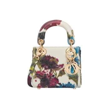 DIOR Lady Dior Calfskin Crossbody One Shoulder Handbags Micro Women's Milk White