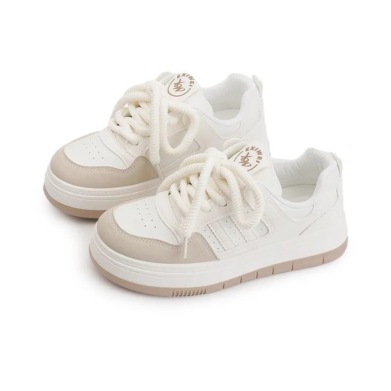 Shen Linsen Abrasion Resistant Waterproof Slip Resistant Low Top Skateboard Shoes Women's Beige Brown-1