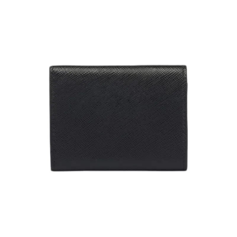 PRADA Saffiano Leather Wallet Trumpets Women's Black-1