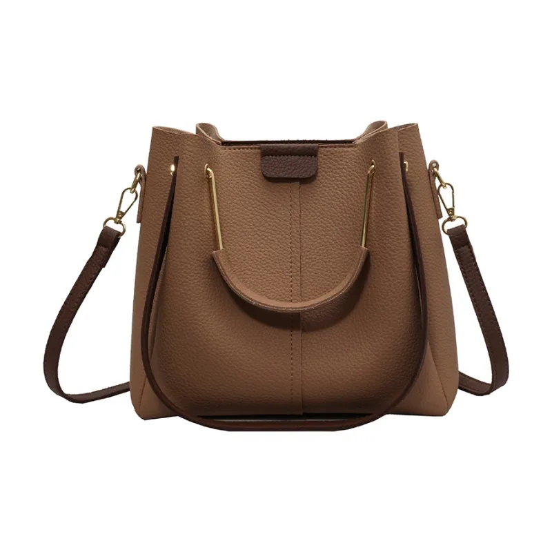 JIANMU PU Handbag Bucket Bag Women's Black/Khaki/Ecru/Pink-7