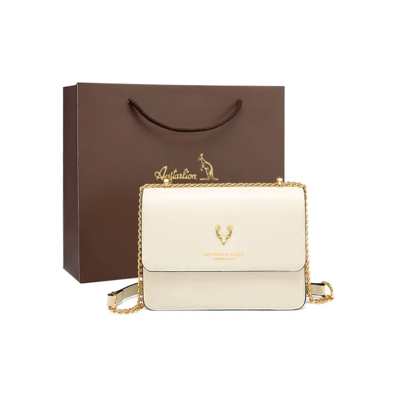 AUGTARLION PU Small Square Bag Chain Shoulder Bag Crossbody Bag Small Size Women's White-0