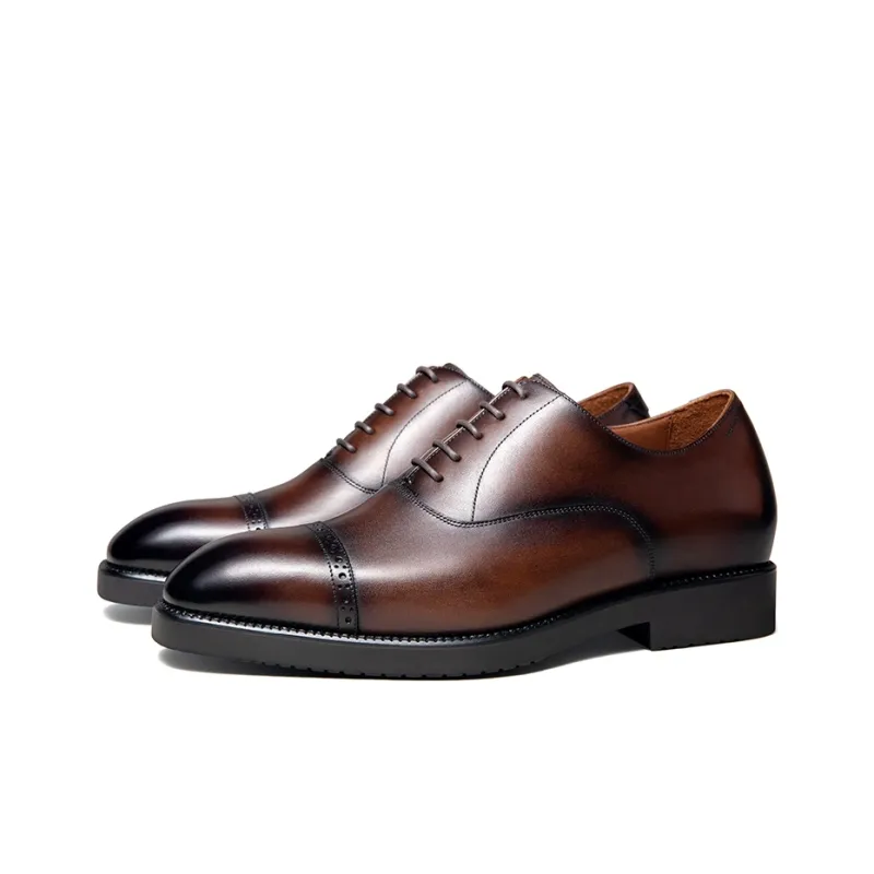 Zuti British Business Calfskin Oxford Shoes Dress Shoes Men's Dark Brown Matte-1