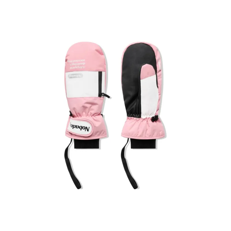 NOBADAY NBD Glove Black Pink Lining Brushed Wool Microfiber Water-Resistant Fabric Mittens Unisex-3