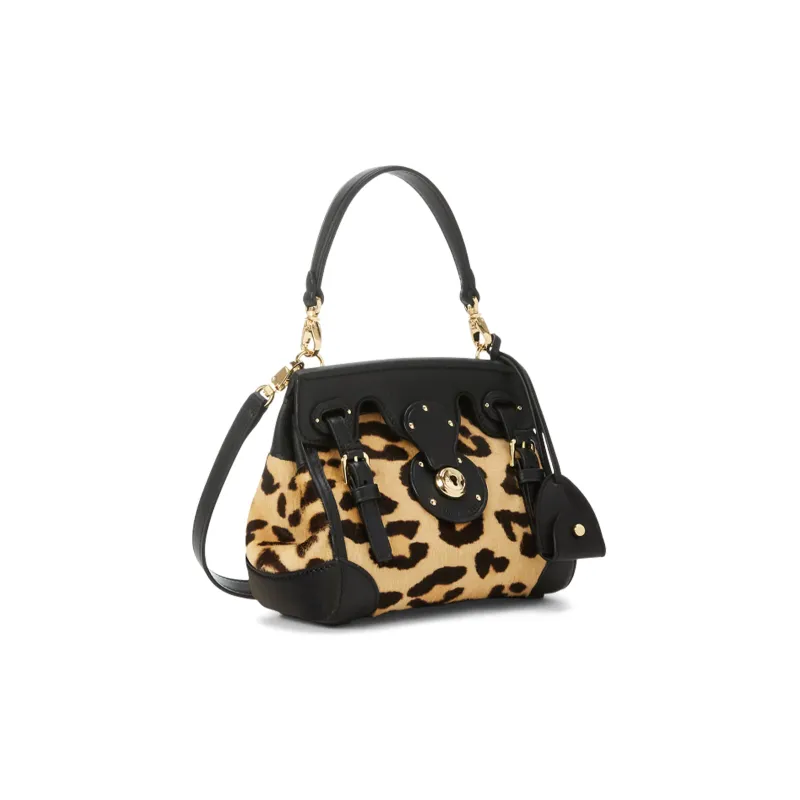 Polo Ralph Lauren Soft Ricky Cowhide Storage Bag One Shoulder Handbag Mini Women's Black/Yellow/Coffee-1