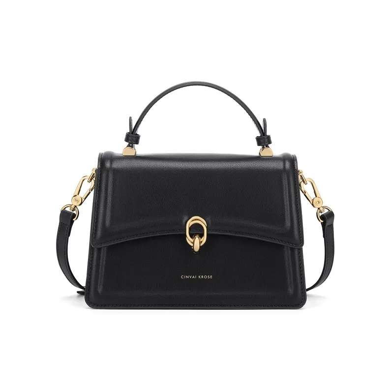 Simvay Clos Cow Leather With Synthetic Leather Shoulder Bag Crossbody Bag Handbags Small Size Women's Brown/Black-8