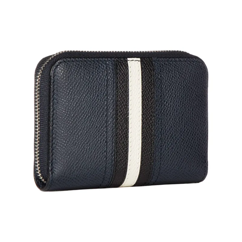 BALLY Embossed Cow Leather Coin Purses Wallets Men's Marine Blue-1