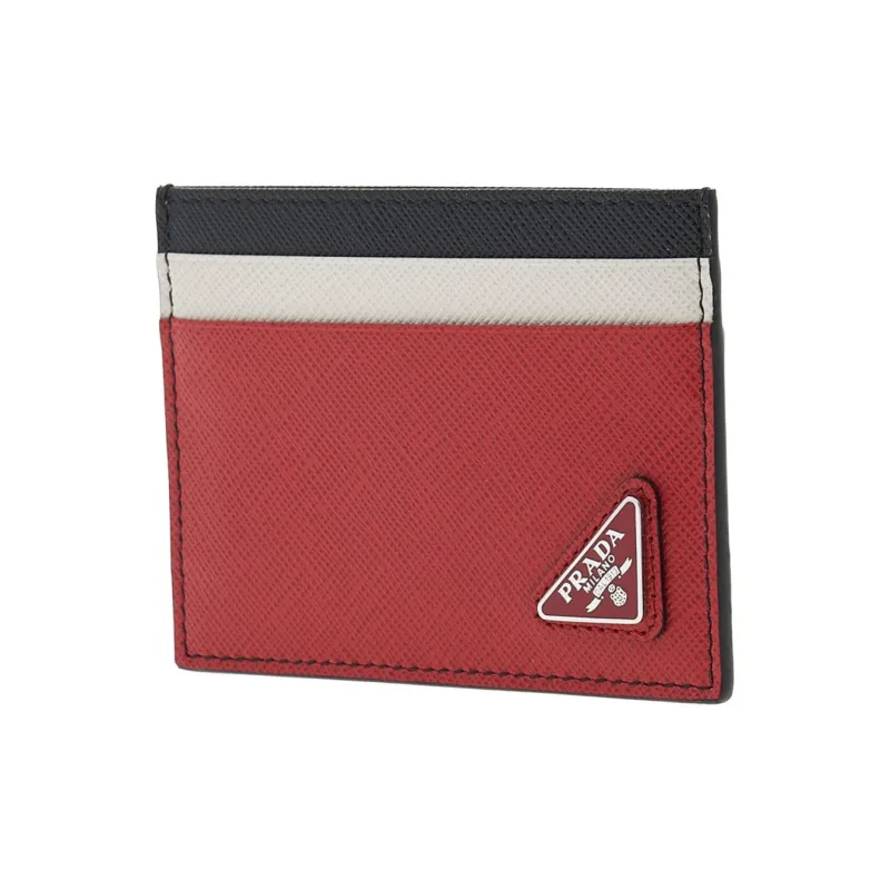 PRADA Leather Card Holder Men's Red-3