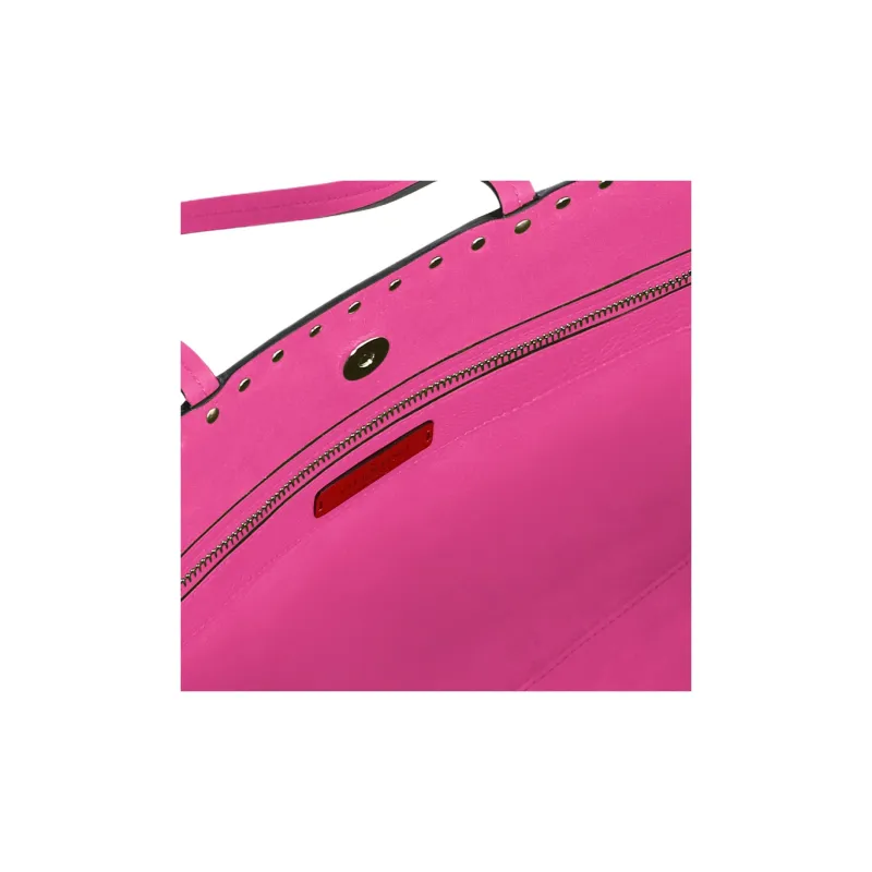 Valentino Grained Calfskin Tote Bag Shopping Bag Shoulder Bag Handbag Women's Fuchsia With Sunflower-3