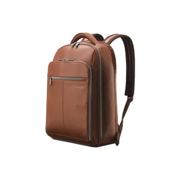 SAMSONITE Leather Laptop Backpack Men's Cognac