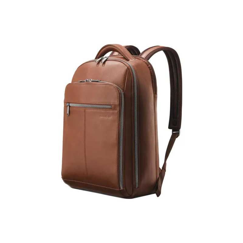 SAMSONITE Leather Laptop Backpack Men's Cognac-0