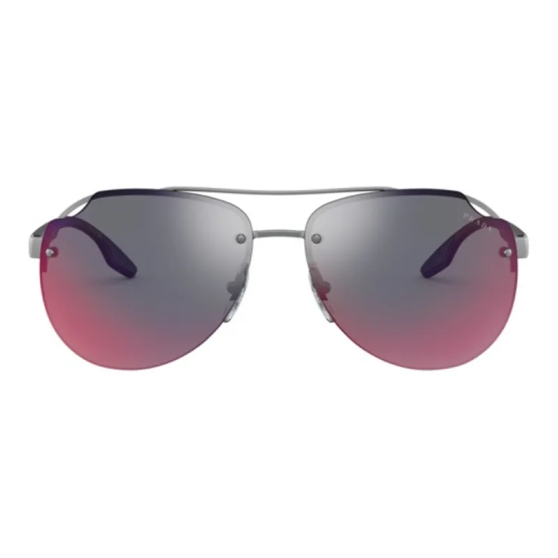 PRADA Metal Plastic Aviator Sunglasses Men's Black-1