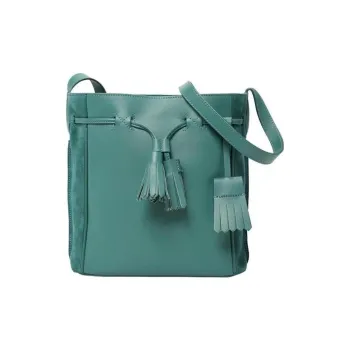 LONGCHAMP Genuine Leather Bucket One Shoulder Handbag Women's Green