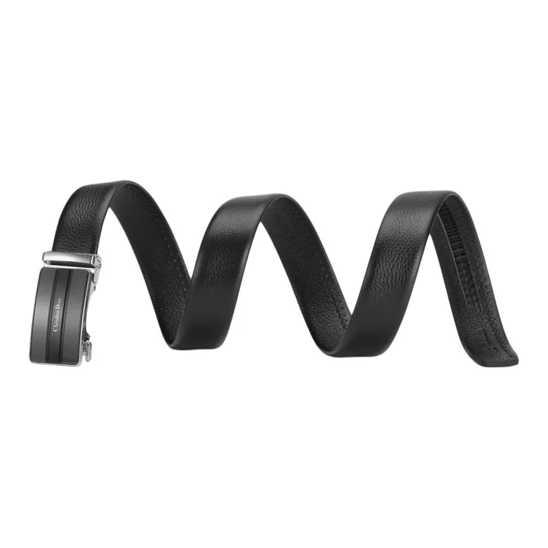 Chrisdien Deny Business Automatic Buckle Head Casual Pants Belt Cow Leather Belt Men's Black Width  3.8cm-2