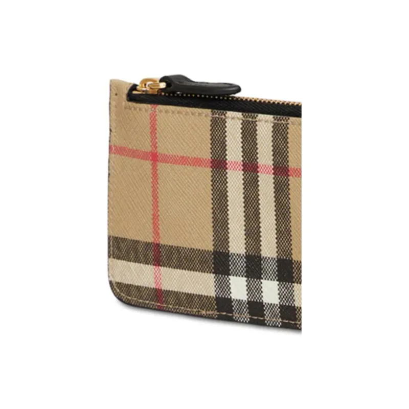 Burberry Vintage Check Zip Around Card Holder Beige/Multi-4