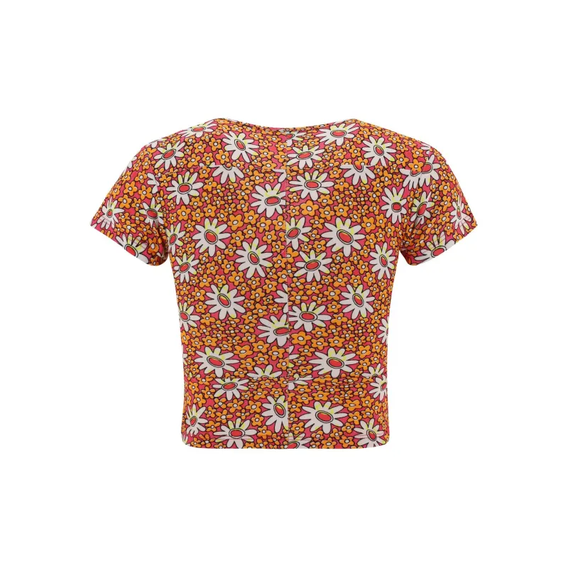 Collina Strade Floral Printed Crewneck Cropped T Shirt-1