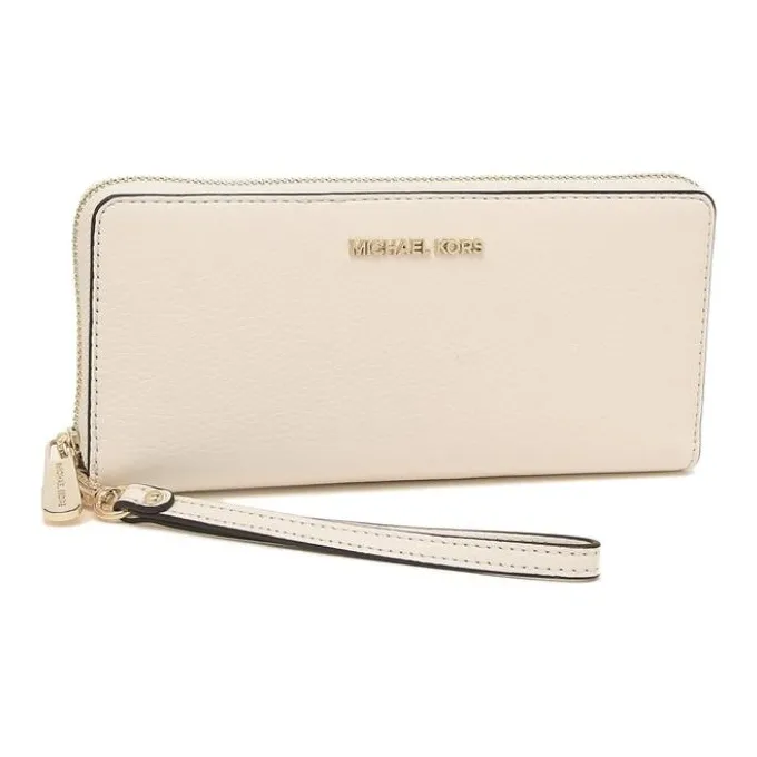 MICHAEL KORS Jet Set Travel Litchi Grain Leather Wallet Large Size Women's Milk White-1