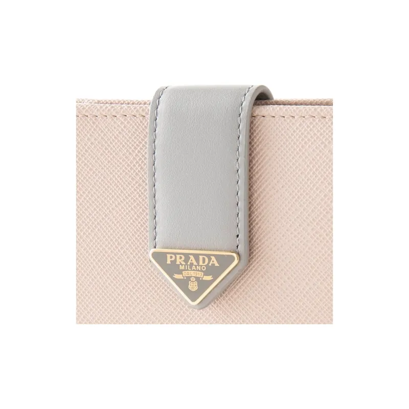 PRADA Leather Wallet Women's Beige & Blue-6
