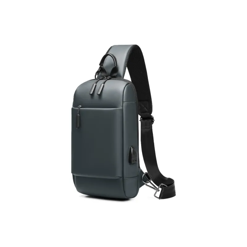MingLu Membrana Dermalis Material Sling Bag Regular Unisex Black Gray Blue-6