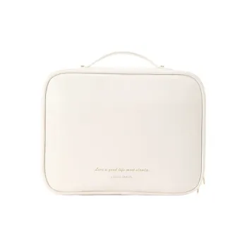 LOHAS Travel PU Material Water-Resistant Wear-Resistant Wet/Dry Separation Makeup Bag Regular Unisex White/Pink