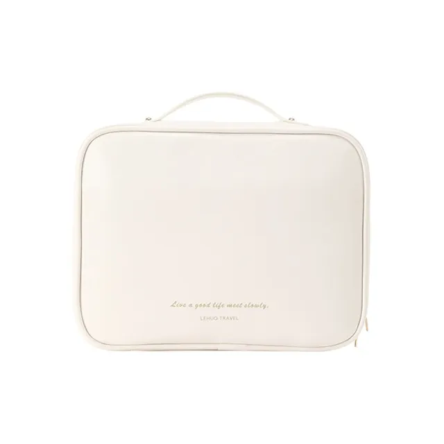 LOHAS Travel PU Material Water Resistant Wear Resistant Wet/Dry Separation Makeup Bag Regular Unisex White/Pink-0