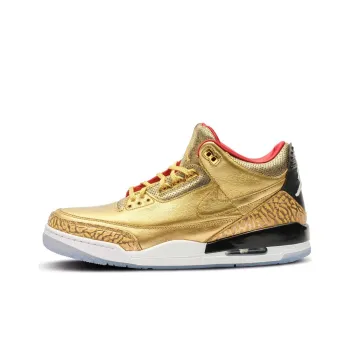 Spike Lee x Jordan Air Jordan 3 'Gold Oscars' PE Slip Resistant Mid Top Vintage Basketball Shoes Men's Gold