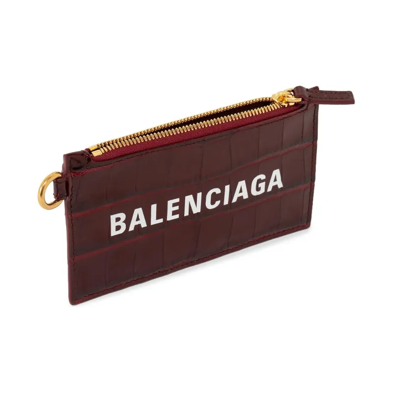 Balenciaga Calfskin Card Sleeve Card Holder Card Case Men's Deep Red-3