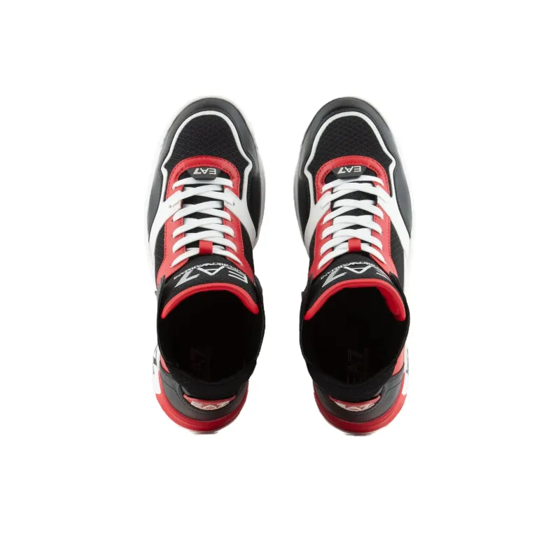 EMPORIO ARMANI EA7 Wear Resistant High Top Skateboard Shoes Unisex Black Red-3